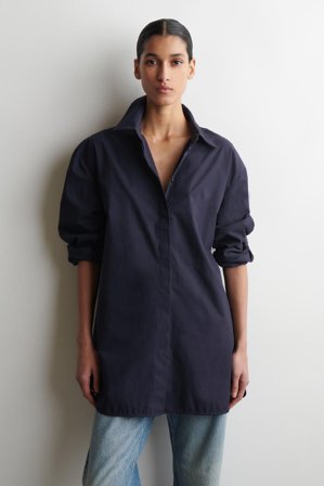 COS Damen Elegantes Baumwollhemd - Blau