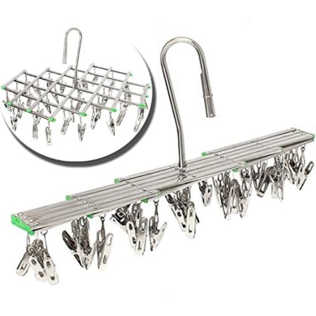 Sokkeholder Sokketørrer Tøjstativ Tørreklemmer Tøj Svingbart Hængsel Rejse Vind Foldbar Hængende Handsker Rustfri Antibakteriel