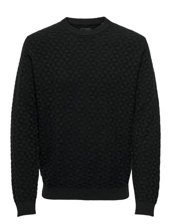 Onskalle Reg 12 Struc Crew Knit Noos Tops Knitwear Long Sleeve Knitted Polos Black ONLY & SONS