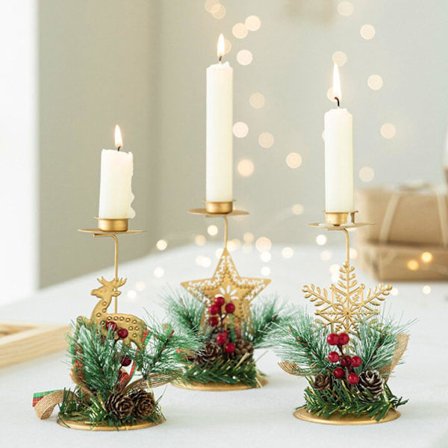 Detta är en dekorativ jul-ljusstake, en bordsdekorativ ljusstake, en julstämning-ljusstake, en kreativ ljusstake (guld).