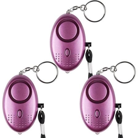 Personlig nødalarm [3-pakning] Sikkerhetsalarm 140db Led lommelykt (rosa)