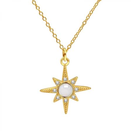 S925 Sølv Lucky Åttespisset Star Love Heart Halskjede kvinner