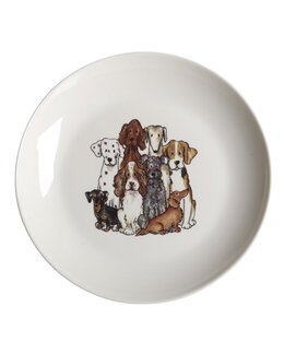Rund assiett med handritat motiv Hund Ø16,5cm Vit - Kök - Nääsgränsgården