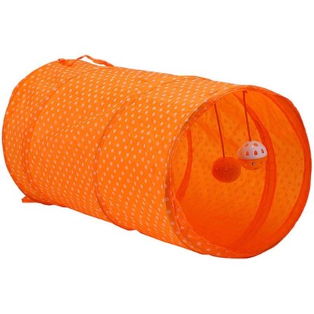 Legetunnel til kæledyr, orange, sammenklappelig, interaktivt træningslegetøj til katte og hunde, hvalpe, udendørs, indendørs, kattetunnel