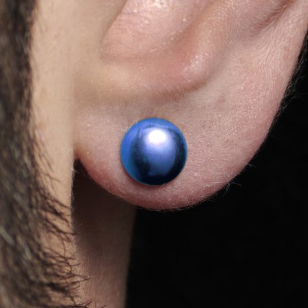 Sentio | 8 mm Round Blue Surgical Steel Stud Earring for Men - Stud earrings