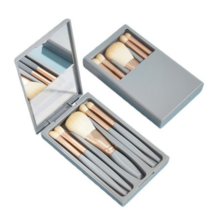 5-osainen matkameikkisivellinsetti peilillä ja kannettavalla Morandi-säilytyslaatikolla Blue