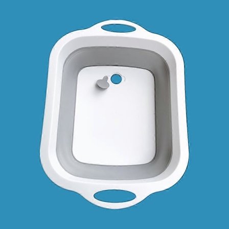 Grå Hvit Multifunksjonell Sammenleggbar Kjøkkenbrett 3 i 1 Bærbar Sammenleggbar Skjærebrett Plast Sammenleggbar Skjærebrett Vask Oppvaskbrett 