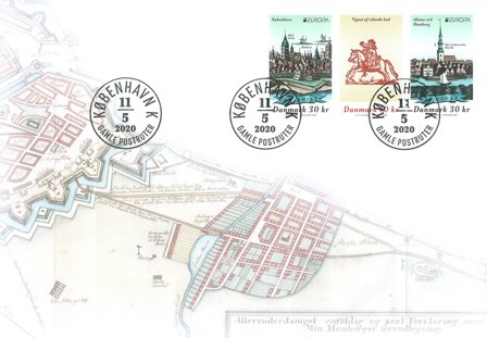 Danmark - EUROPA 2020 Gamle postruter - Førstedagskuvert med frimærker
