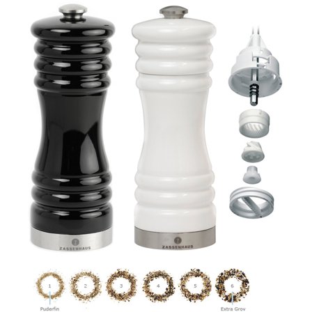 Zassenhaus München Set Kryddkvarnar 15 cm Svart &Vit Blank | Matlagning > Köksredskap > Kryddkvarnar > Salt/ pepparkvarn | Bagaren och Kocken