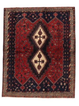 Handgeknüpft Afshar 171X212 Persischer Wollteppich Schwarz/Dunkelrot