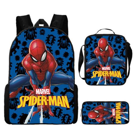 Spider-Man -reppu, koululaukku, kotelo ja lounaskassi kolmessa osassa