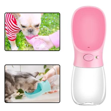 Mordely 350 ml vattenflaska för hundkatt Portable Pet Vattenkopp rosa pink