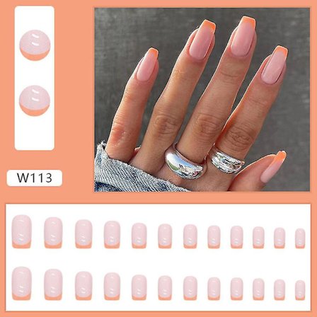 Wuminglu 24stk Glansfylte Bærbare Falske Negler Rosa Falske Negler Neglekunst for Kvinner og Jenter