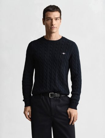 GANT Cotton Cable C-Neck - Navy - S