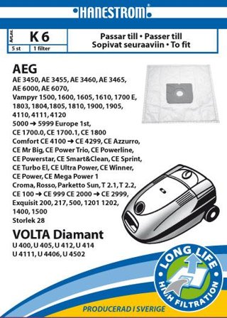 HANESTRÖM Vacuum cleaner bags K6