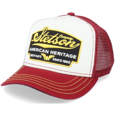 Stetson - Röd trucker Keps - Kids American Heritage White/Maroon Trucker @ Hatstore