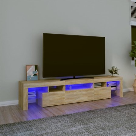 Tv-bänk med LED-belysning sonoma ek 200x36,5x40 cm