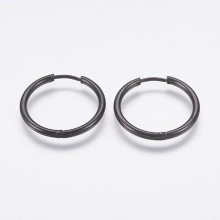 1par 20 Mm Hoops Örhängen I Svart 316l Kirurgiskt Stål