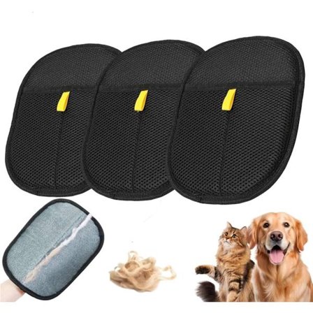 ING Statiske Handsker til Fjernelse af Dyrehår 3-pak Dobbeltsidet Genanvendelige til Kæledyr Katte og Hunde Også Velegnet til Bil Sofa og Tøj