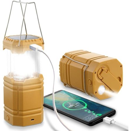 GLiving LED-campinglampa solcell, vattentät LED-campinglykta/LED-campinglampa KLB