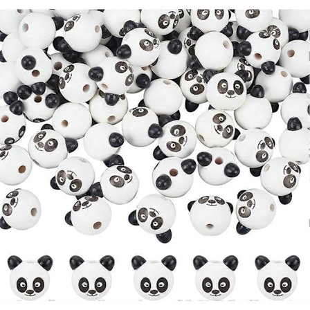72 kpl Panda Pää Puuhelmet Söpö Eläin Puuhelmet Eurooppalaiset Helmet Painokuvio Luonnon Puiset Välihelmet Löysät Helmet DIY Kaulakoru Rannekoru 