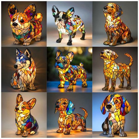 Shih Tzu Lampa, Shih Tzu Konstlampa, Hundlampa, Hundserie Konst Nattlampa, LED Bordslampor Bulldog