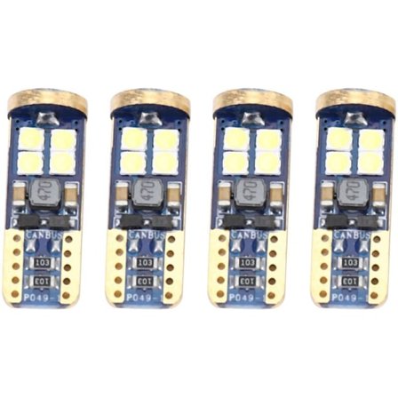 T10 168 LED-bilglödlampa 4 st 194 W5w 12-Smd 3030 LED-chips Canbus-glödlampor för bilens innerbelysning kupékarta dörrskyltlampor vitt