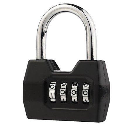 Kombinationslås 4-cifret hængelås udendørs vandtæt hængelås til skolegymnastiklås, sportslås, hegn, port (sort, 1 pakke)