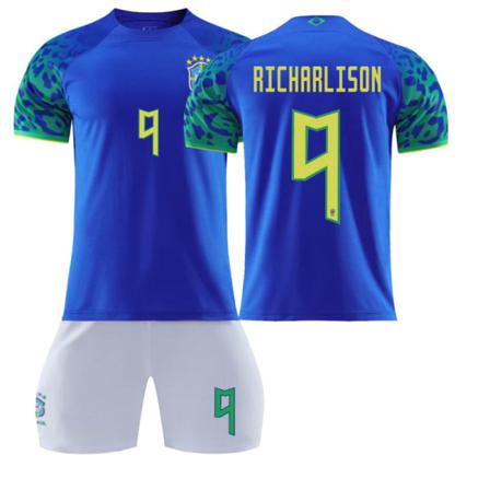 2022 Qatar World Cup Brasilien Borta Fotbollsdräkt - Blå 18