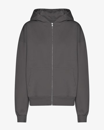 Organic Oversized Zip Hood - Lava Grey