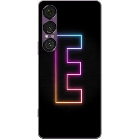Kompatibel Mobilcover til Sony Sony Xperia 1 VII Minimalistisk neonbogstav E i lyse farver mod mørk baggrund i moderne og stilren design