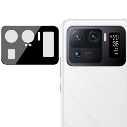 IMAK Xiaomi Mi 11 Ultra kameralinsebeskytter af hærdet glas + linsedæksel - Sort Transparent