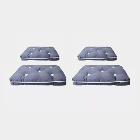 Coussins de chaise avec kapok 1852-Marine, 45 x 37 x 8 cm, gris, simple, 4-pack