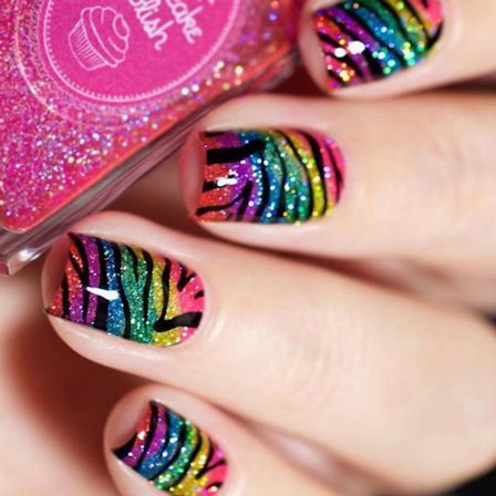 Glitter Lösnaglar Fransk Manikyr Falska Naglar Fyrkantiga Lösnaglar Limmas på Naglar