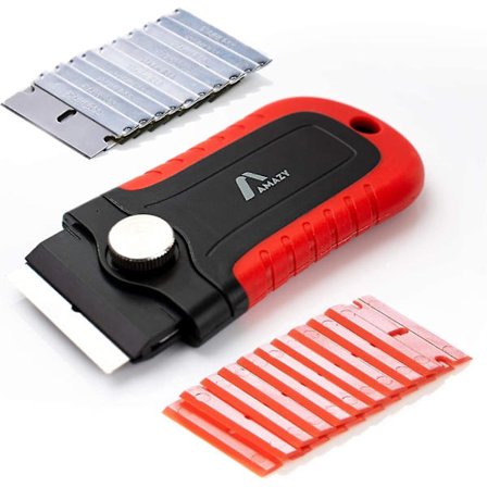 Glaskeramisk Kogeplade Skraber + 20 Blade - Alsidig - Kompakt Glasskraber - Med Ergonomisk Håndtag