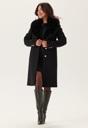 Chiara Forthi Fur Collar Wool Blend Coat Klær