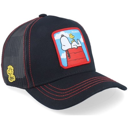 Capslab - Schwarz trucker Cap - Snoopy & Woodstock Peanuts Black Trucker @ Hatstore