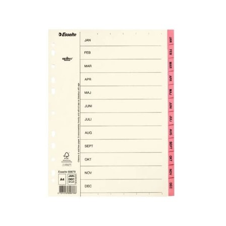 ESSELTE Register Servo A4/Jan-Dec Pinkki