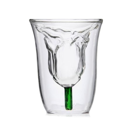 (120 ml) (hvid) 1 stk. kreativ dobbeltvægget rose-kop høj borosilikatglasformet kop