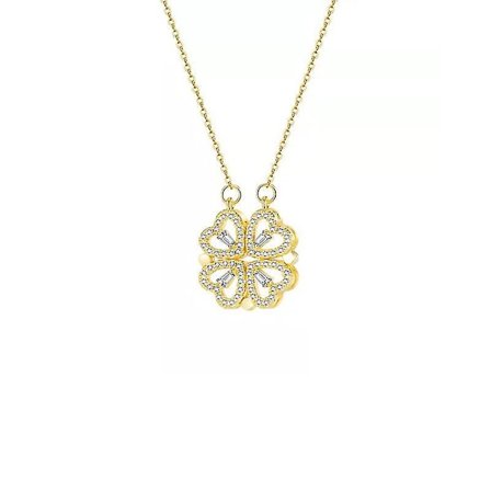 Firkløver Halskjede Magnetisk Foldbart Hjerte Kragekjede Åpningsbart Halskjede Smykke Anheng Kvinner