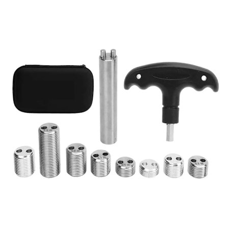 8x Billard Pool Kø Vægtbolte med Værktøj og Aftageligt Håndtag 8 Størrelser Billard Kø Vægt for Bedre Kontrol, Kraft og Følelse