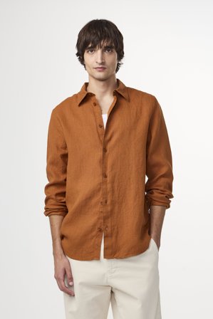 NN.07 Enzo 5708 Shirt Male Brown Linen
