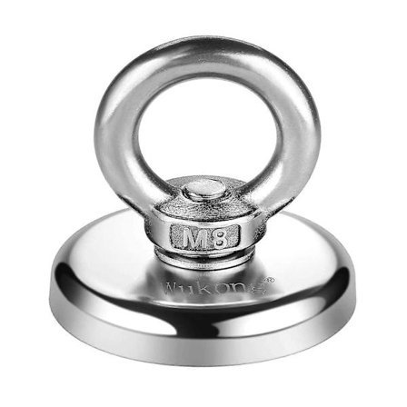 Tehokas neodyymimagneetti, halkaisija 48 mm, paksuus 12 mm, 75 kg vetovoima, pohjamagneetti kiinnitykseen ja etsintään [D]