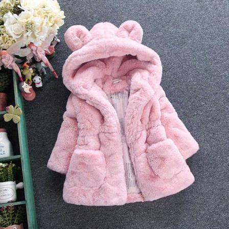 Tjejer Hooded Neck Jackor Zipper Sherpa Coat