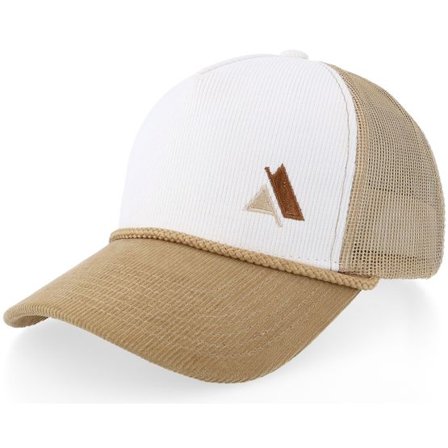Wild Spirit - Vit trucker Keps - Small Mountain Blank Rope Cord Off White/Khaki A-frame Trucker @ Hatstore