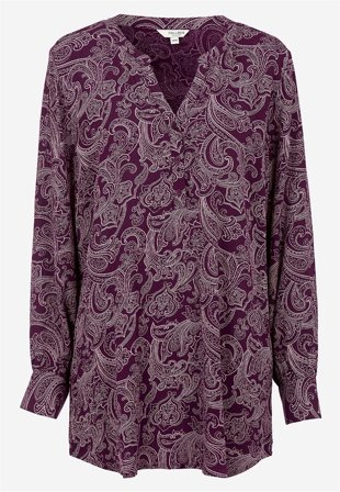 Cellbes of Sweden - Mønstret tunika med knapper i lilla / paisley for damer i størrelse 34/36