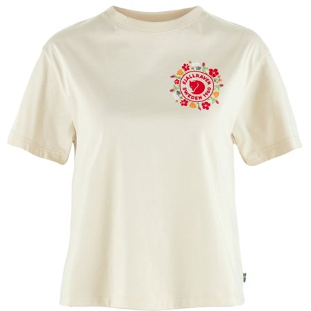 Fjällräven Women's Fjällblomster Logo T-Shirt Top in Chalk White | Size: XL, Organic Cotton