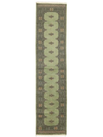Tkany Ręcznie Pakistański Bucharski 2Ply Dywan 79X334 Wełniany Zielony/Ciemnozielony Mały