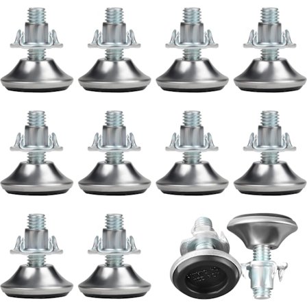 12 stk Justerbare Møbelbein M8 x 30 mm - Medium Justerbare Nivelleringsføtter med Polypropylenpute og T-mutter - Justerbar