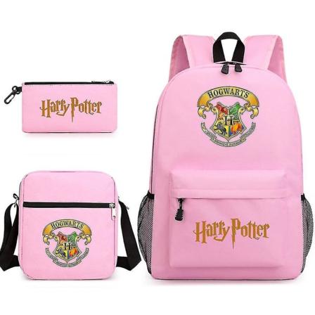 Børns Harry Potter Tredelt Skole Taske Trykt Stor Kapacitet Udendørs Rygsæk[HK] pink